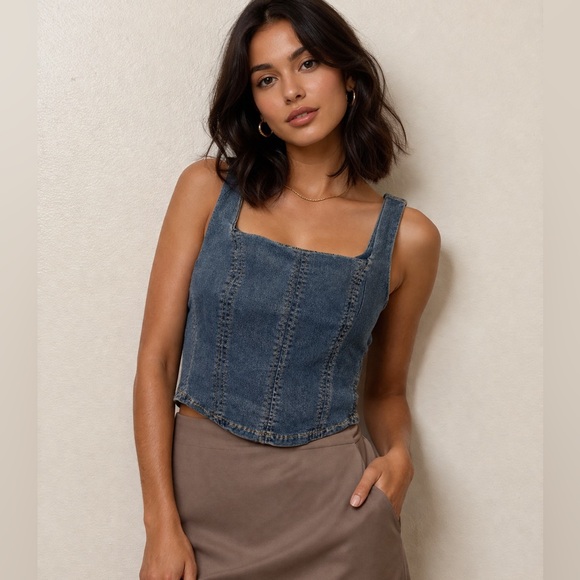 Maurices Tops - Maurices Denim Blue Square Neck Tank Top